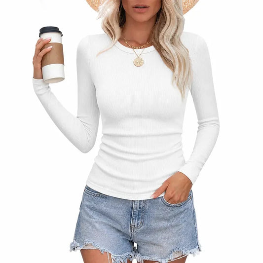 Ribbed Crewneck Casual Top